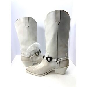 Madden Girl Sweetheart Embellished Cowboy Boots White Distress Size 11 NWT/BOX